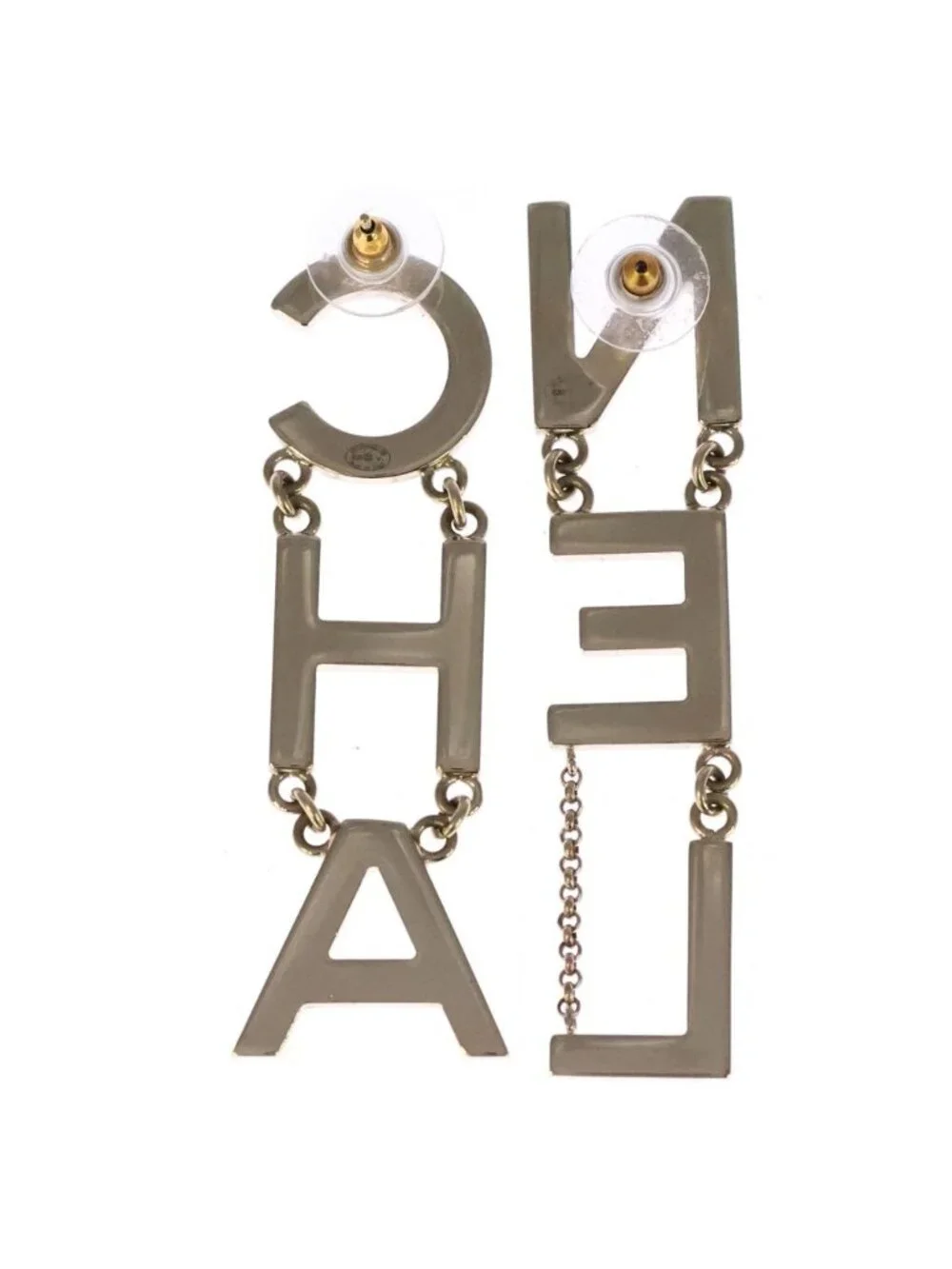 Chanel Motif Chain Earrings Gold